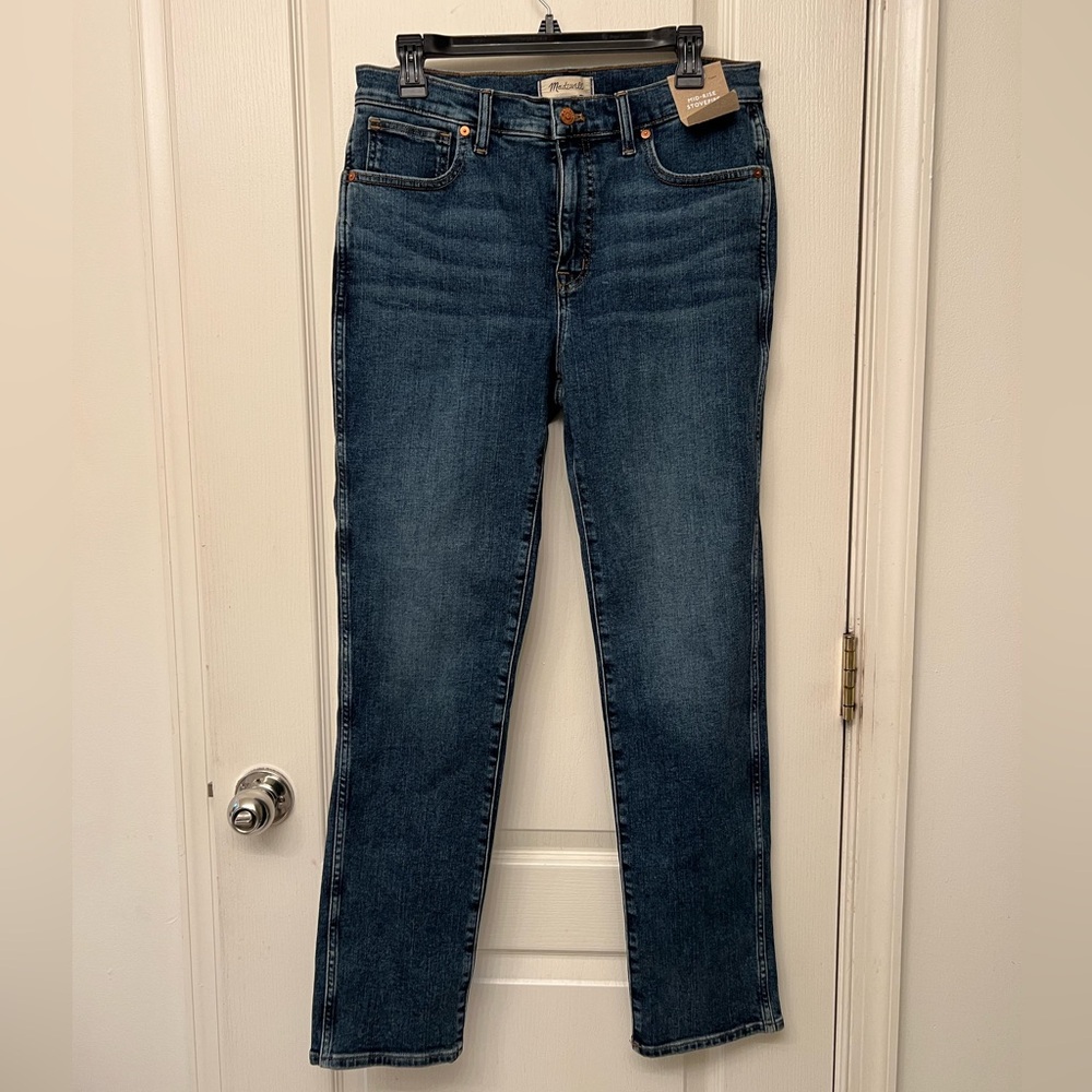 NWT Madewell Mid-Rise Stovepipe Jeans Demig Wash